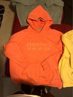 Fear of God Essentials Neon Orange Turtleneck Hoodie